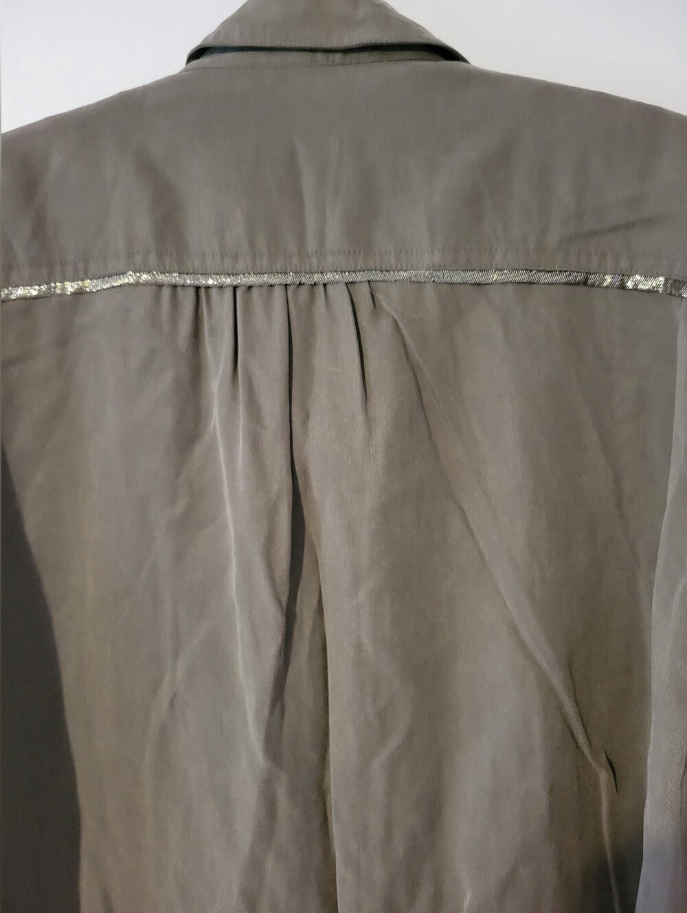 Free People Off Campus Moss Green Metallic Shirt Sz. M - Picture 8 of 14